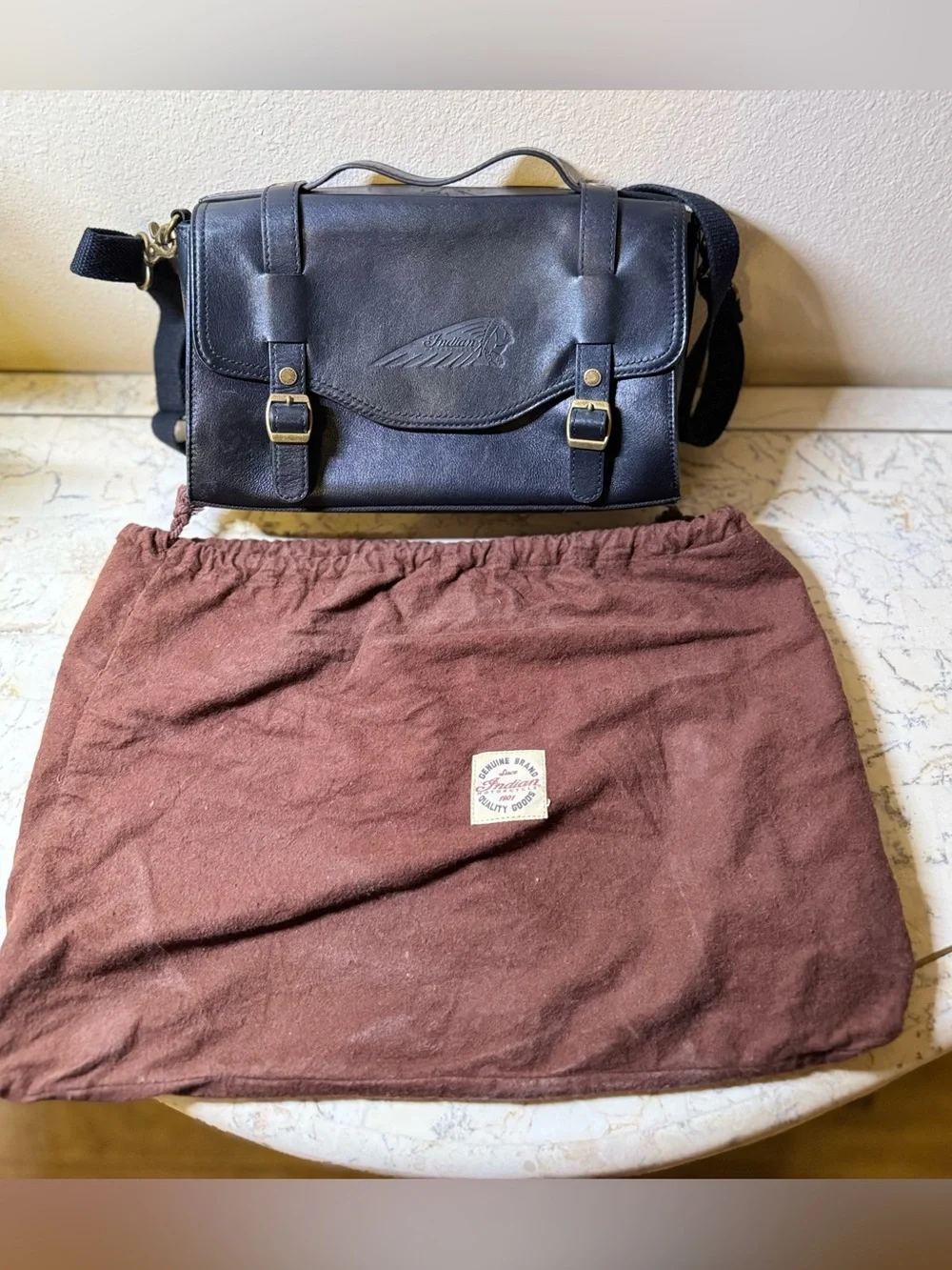 Black Leather Indian motorcycle purse